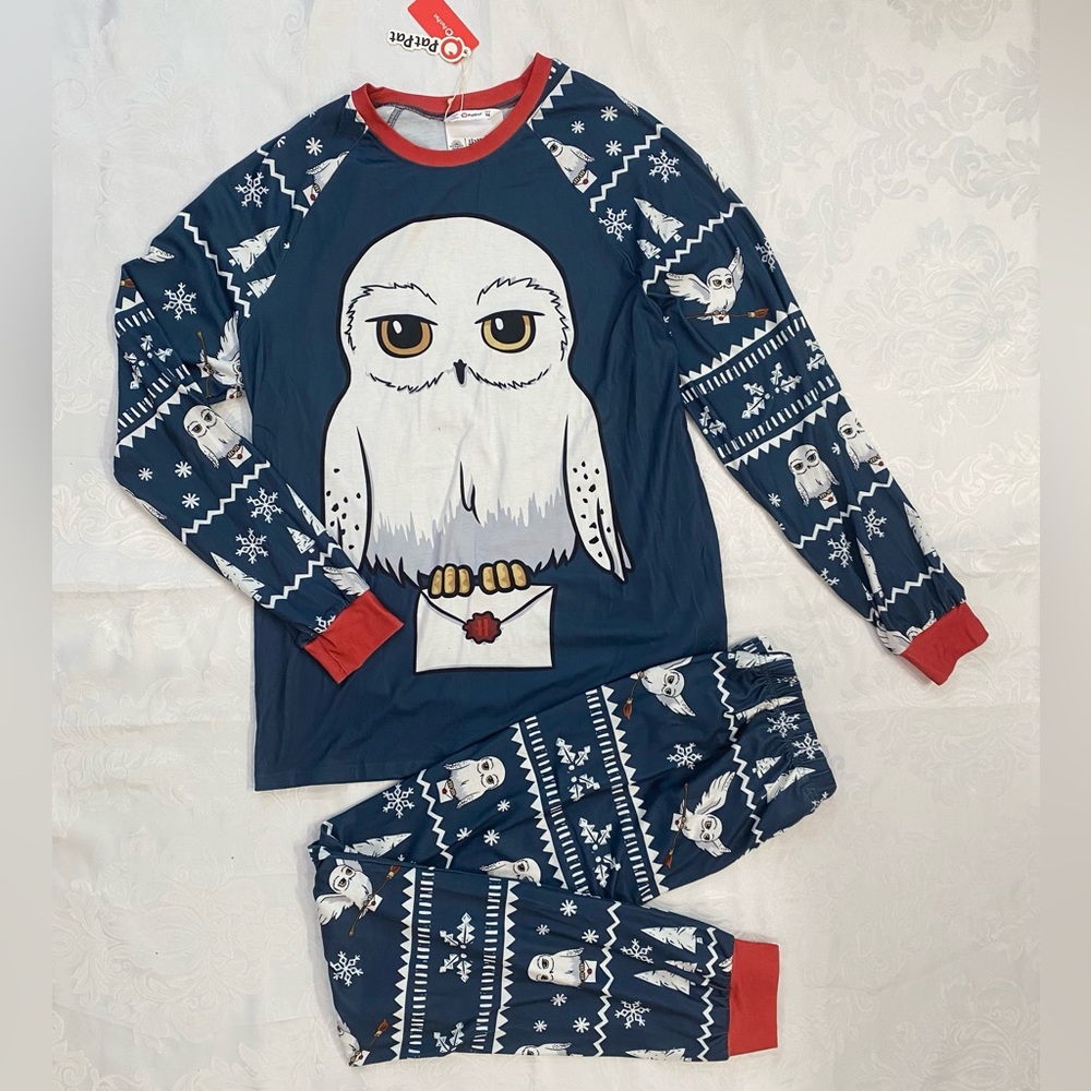 Patpat Men Harry Potter Owl Design Pajama Set, Size M